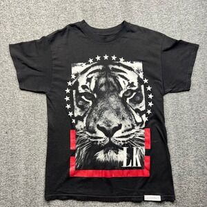 Last Kings T-Shirt Mens Medium Black Tiger Graphic Stars LK Logo Short Sleeve